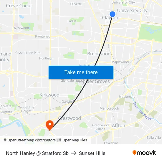 North Hanley @ Stratford Sb to Sunset Hills map