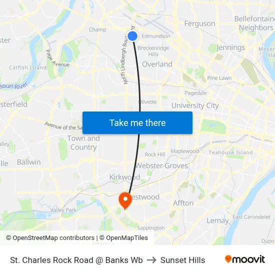 St. Charles Rock Road @ Banks Wb to Sunset Hills map