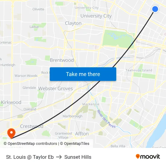St. Louis @ Taylor Eb to Sunset Hills map