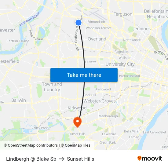 Lindbergh @ Blake Sb to Sunset Hills map