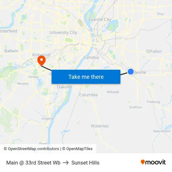 Main @ 33rd Street Wb to Sunset Hills map
