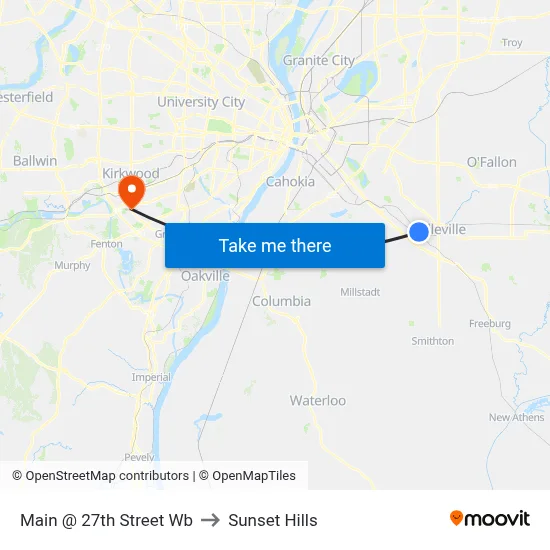 Main @ 27th Street Wb to Sunset Hills map