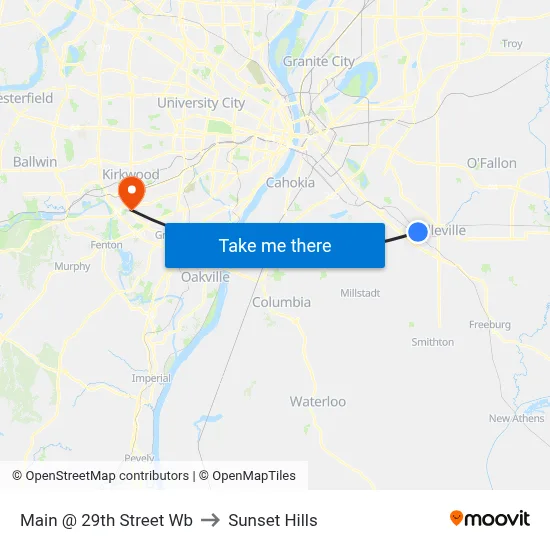 Main @ 29th Street Wb to Sunset Hills map