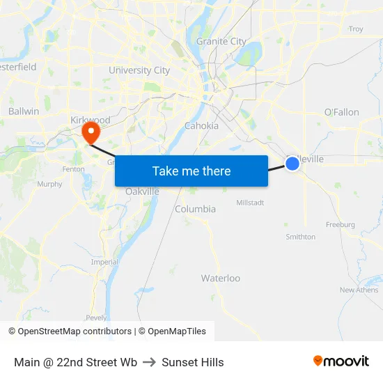 Main @ 22nd Street Wb to Sunset Hills map