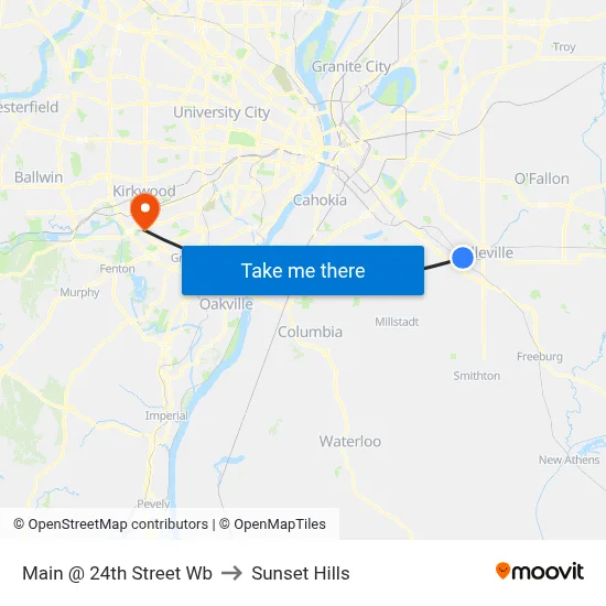 Main @ 24th Street Wb to Sunset Hills map