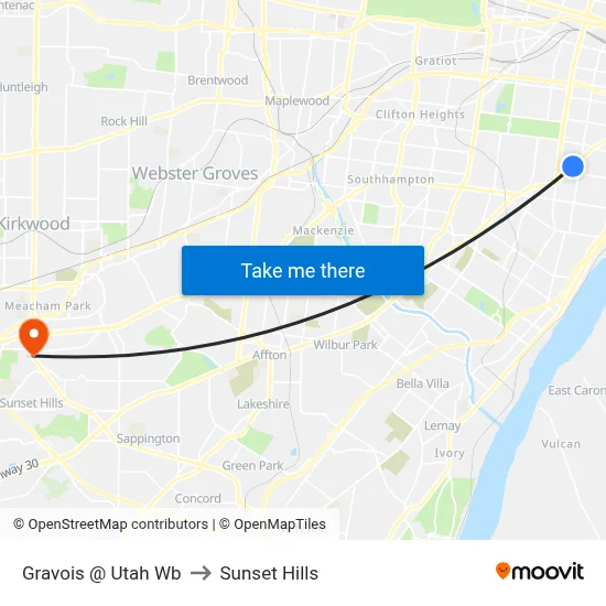 Gravois @ Utah Wb to Sunset Hills map