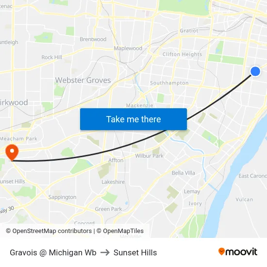 Gravois @ Michigan Wb to Sunset Hills map