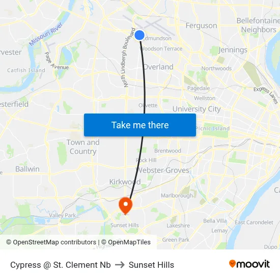 Cypress @ St. Clement Nb to Sunset Hills map