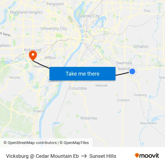 Vicksburg @ Cedar Mountain Eb to Sunset Hills map