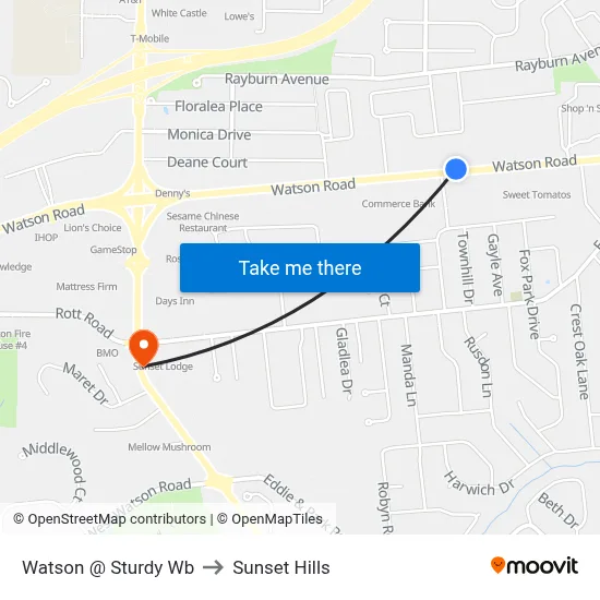 Watson @ Sturdy Wb to Sunset Hills map