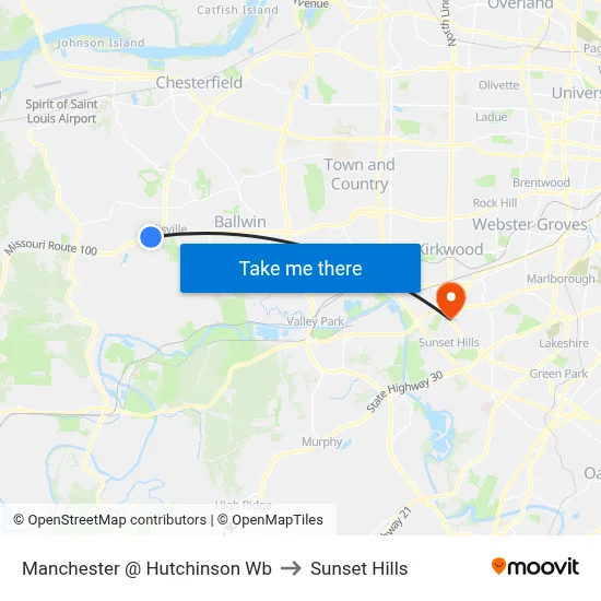 Manchester @ Hutchinson Wb to Sunset Hills map