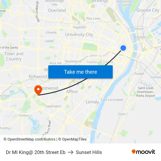 Dr Ml King@ 20th Street Eb to Sunset Hills map
