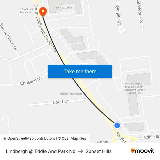 Lindbergh @ Eddie And Park Nb to Sunset Hills map