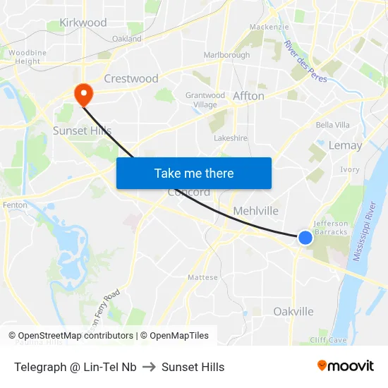 Telegraph @ Lin-Tel Nb to Sunset Hills map