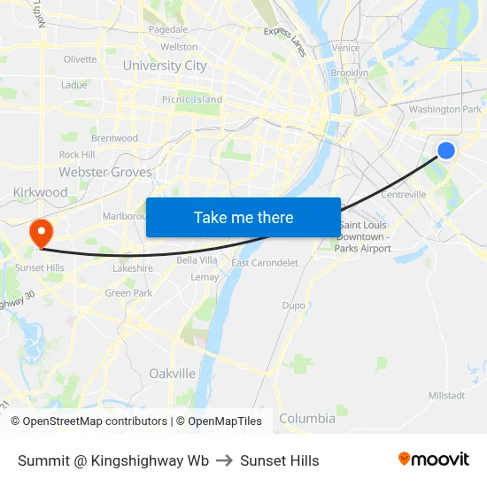 Summit @ Kingshighway Wb to Sunset Hills map