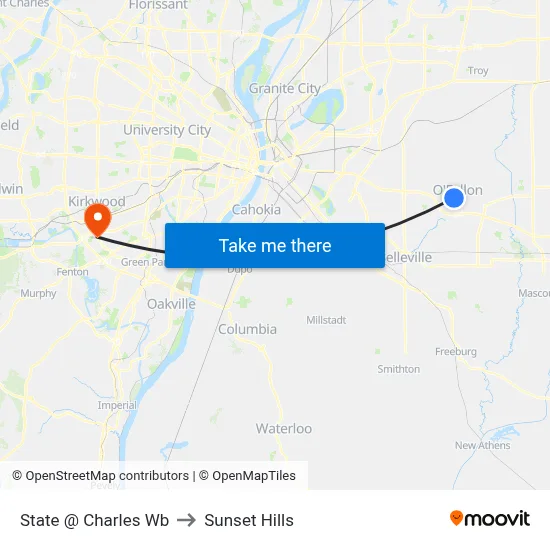 State @ Charles Wb to Sunset Hills map