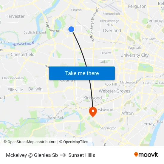 Mckelvey @ Glenlea Sb to Sunset Hills map