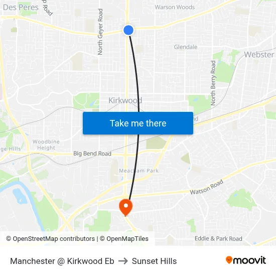 Manchester @ Kirkwood Eb to Sunset Hills map