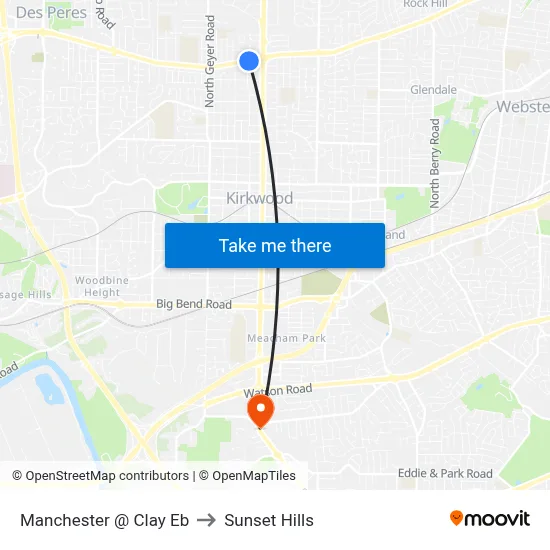 Manchester @ Clay Eb to Sunset Hills map