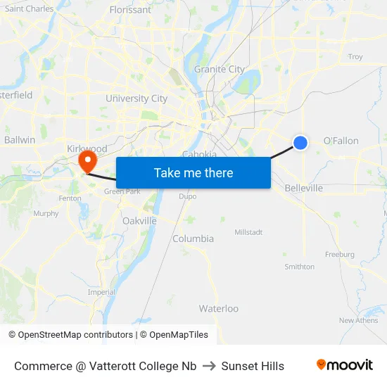Commerce @ Vatterott College Nb to Sunset Hills map