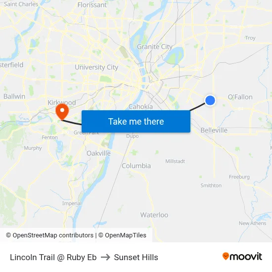 Lincoln Trail @ Ruby Eb to Sunset Hills map