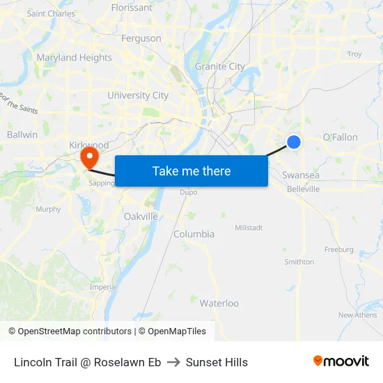 Lincoln Trail @ Roselawn Eb to Sunset Hills map