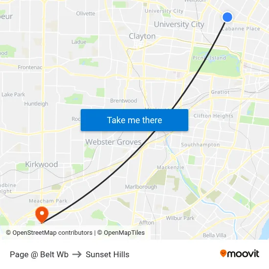 Page @ Belt Wb to Sunset Hills map