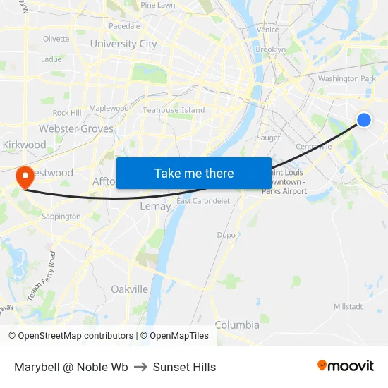 Marybell @ Noble Wb to Sunset Hills map