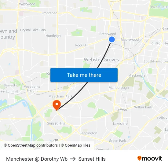 Manchester @ Dorothy Wb to Sunset Hills map
