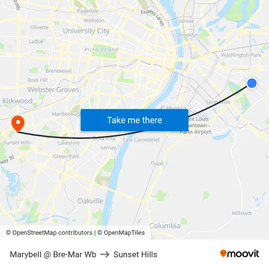 Marybell @ Bre-Mar Wb to Sunset Hills map