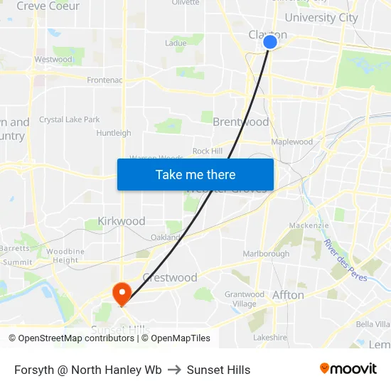 Forsyth @ North Hanley Wb to Sunset Hills map