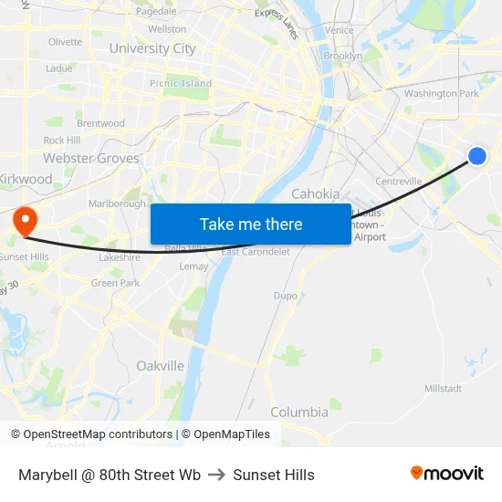 Marybell @ 80th Street Wb to Sunset Hills map