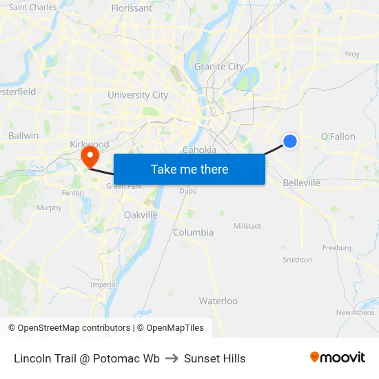 Lincoln Trail @ Potomac Wb to Sunset Hills map