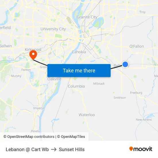 Lebanon @ Cart Wb to Sunset Hills map