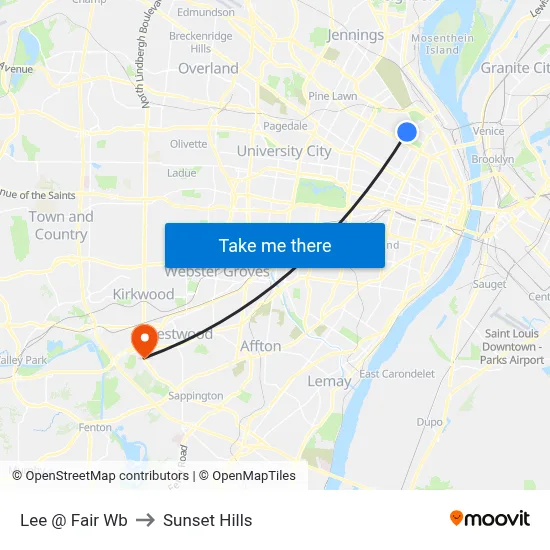Lee @ Fair Wb to Sunset Hills map