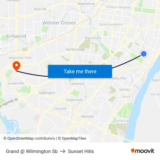Grand @ Wilmington Sb to Sunset Hills map