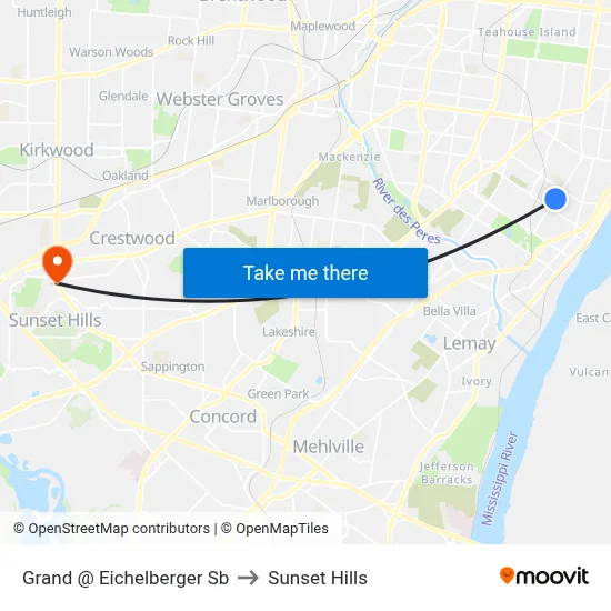 Grand @ Eichelberger Sb to Sunset Hills map