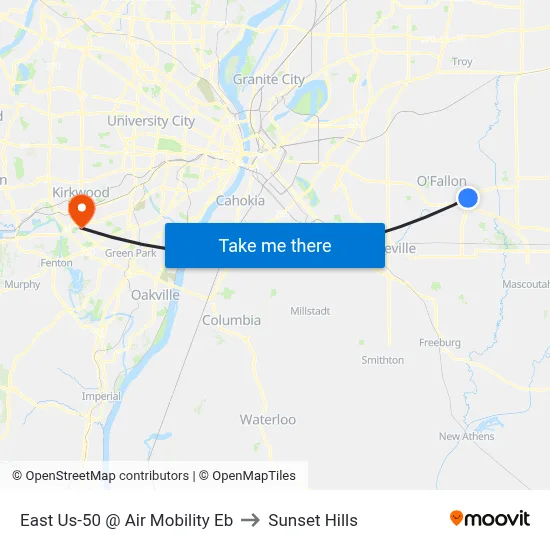 East Us-50 @ Air Mobility Eb to Sunset Hills map