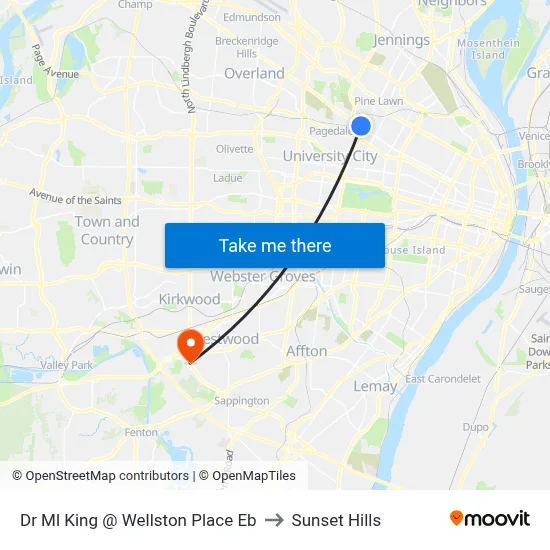Dr Ml King @ Wellston Place Eb to Sunset Hills map