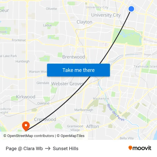 Page @ Clara Wb to Sunset Hills map