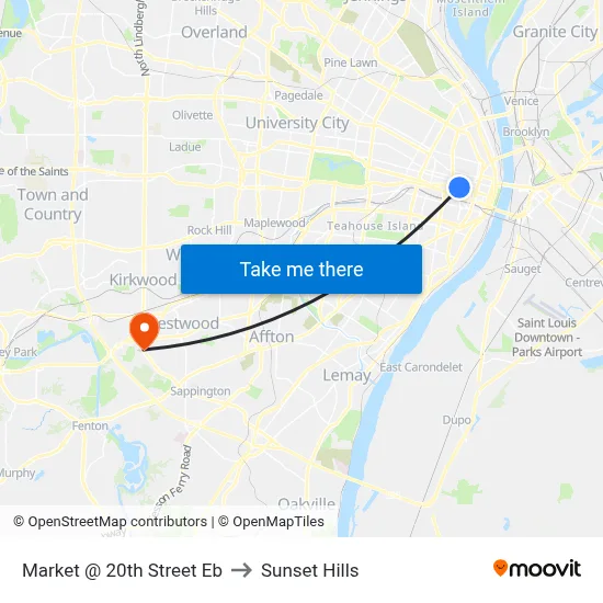 Market @ 20th Street Eb to Sunset Hills map