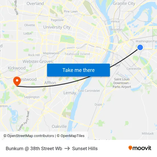 Bunkum @ 38th Street Wb to Sunset Hills map