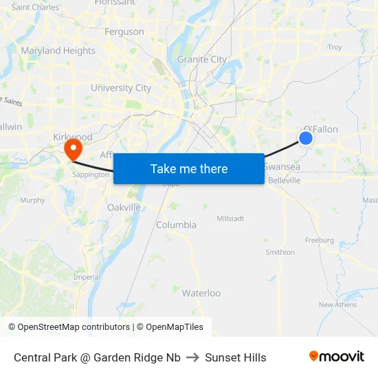 Central Park @ Garden Ridge Nb to Sunset Hills map