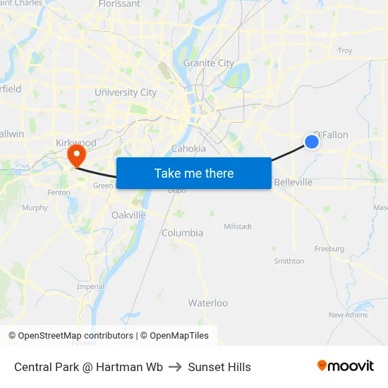Central Park @ Hartman Wb to Sunset Hills map