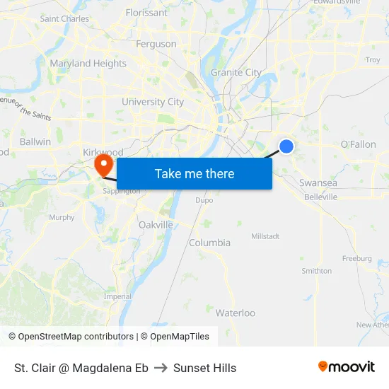 St. Clair @ Magdalena Eb to Sunset Hills map