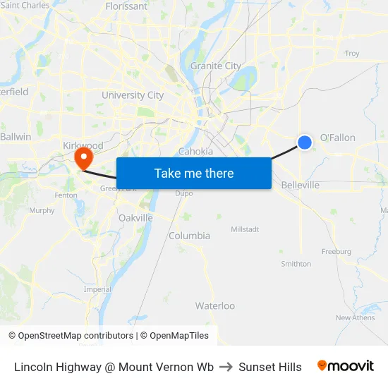 Lincoln Highway @ Mount Vernon Wb to Sunset Hills map