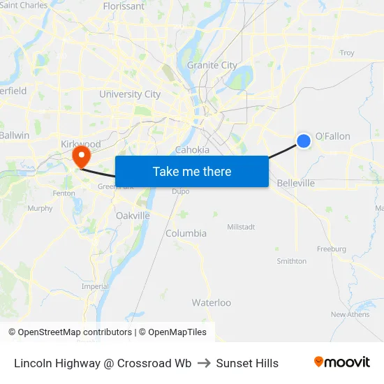 Lincoln Highway @ Crossroad Wb to Sunset Hills map