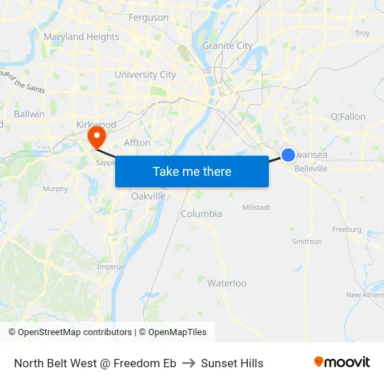 North Belt West @ Freedom Eb to Sunset Hills map