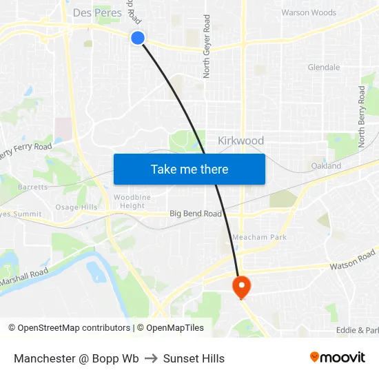 Manchester @ Bopp Wb to Sunset Hills map