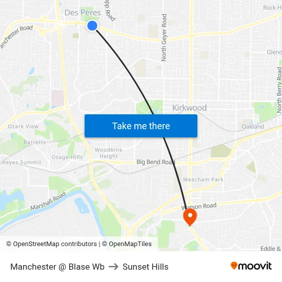 Manchester @ Blase Wb to Sunset Hills map